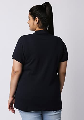 Wear Your Opinion Womens Plus Size Polo Collar Neck T-Shirt Top(XL, Navy)