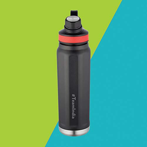 Borosil Stainless Steel Hydra SportSip - Vacuum Insulated Flask Water Bottle, 710 ML, Black