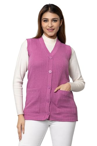 HIFZAA Sleeveless Sweater for Women with Pockets Cardigan Winter wear Sweaters for Ladies Plus Size Onion-L