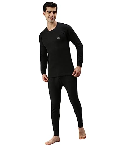 Lux Cottswool Men's Cotton Thermal Set (COTT_Black_FS_RN_TRO_Set_95)