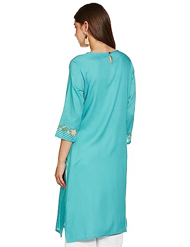 MAX Women's Rayon Straight Tunic Shirt (DACKWI22YABLUE_Blue