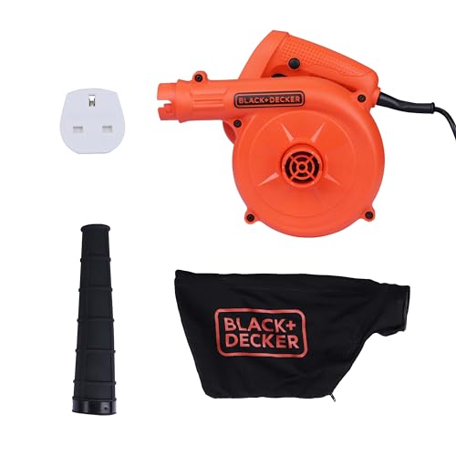 BLACK+DECKER BDB530 530W Single Speed Air Blower with Dual Modes of Blowing & Suction and Attached Dust Bag for Dirt Collection for Home & DIY Use, 1 Year Warranty, ORANGE & BLACK