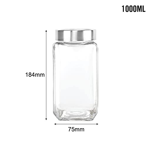 CELLO Qube Fresh Glass Storage Jar, Air Tight, See-Through Lid, Clear, 1000 ml