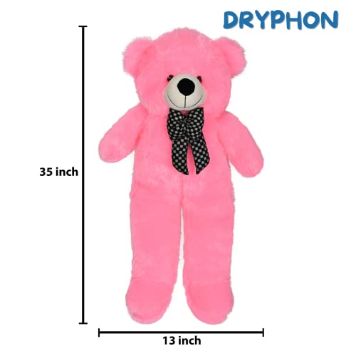 DRYPHON Teddy Bear 3 Feet for Girls and Boys | Teddy Bear with Neck Bow Stuffed Toy | Teddy Bear Soft Toys for Kids | Birthday Gifts for Girls/Husband/Wife/Girlfriend - Teddy Bear (Pink)