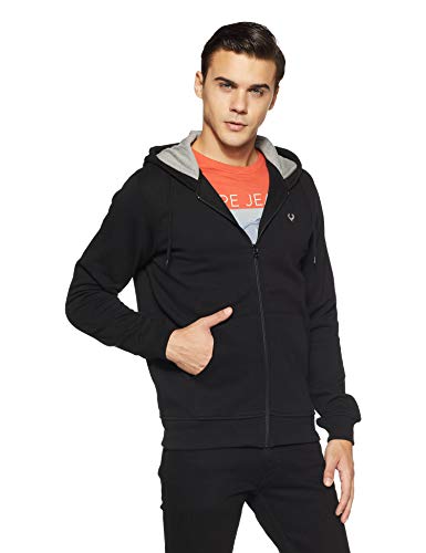 Allen Solly Men's Cotton Hooded Neck Sweatshirt (ASSTORGPK64027_Black_L)