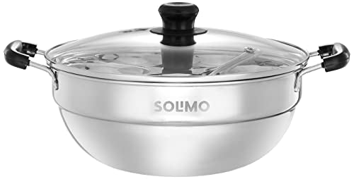 Amazon Brand - Solimo Stainless Steel Multi Kadai Induction Base, with Glass Lid & 2 Idli Plates