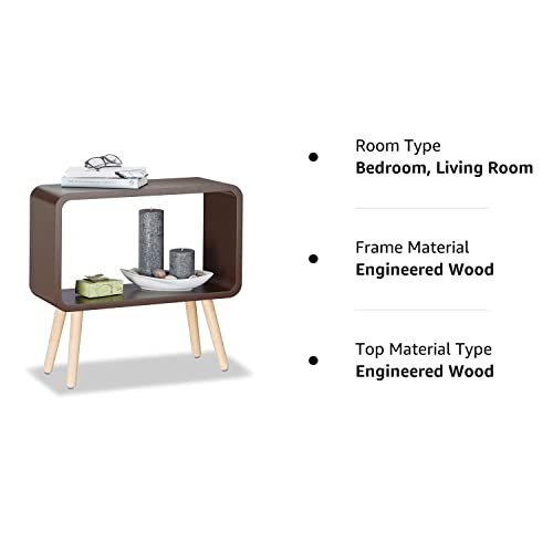 Device Bas with BROWN ART SHOPPEE Bookcase Nightstand Side End Table Bedroom:Bed Side Coffee Table Living Room Bedside Small Spaces Magazine Stand With Storage Engineered Wood Modern Furniture (Brown)
