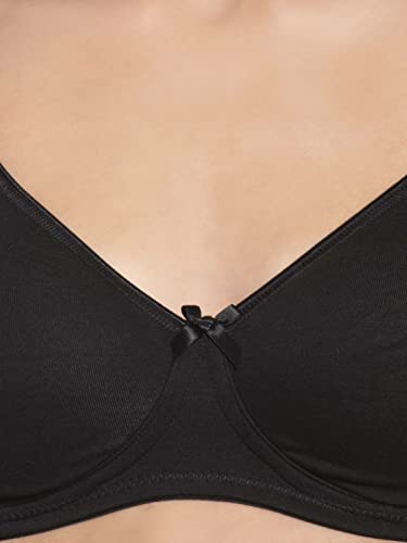 Jockey 1722 Women's Wirefree Non Padded Super Combed Cotton Elastane Stretch Medium Coverage Everyday Bra with Concealed Shaper Panel and Adjustable Straps_Black_34B
