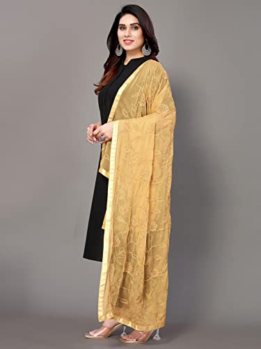 Satrani Women's Nazneen Embroidery Dupatta (116FD258N_Golden)