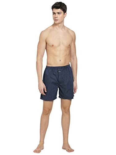 Jockey 1222 Men's Super Combed Mercerized Cotton Woven Checkered Boxer Shorts with Back Pocket (Pack of 2_Colors & Prints May Vary)_Dark Assorted_XL