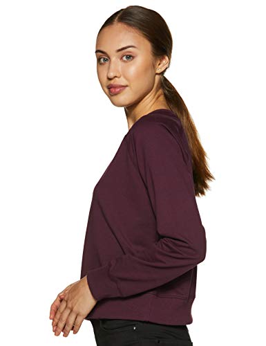 Amazon Brand - Symbol Women's Cotton Blend Crew Neck Sweatshirt (AW18WNSSW03_Potent Purple_Large_Purple_L)