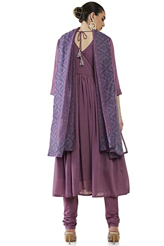 Soch Women Purple Chiffon Embroidered Suit Set(Purple_XL)