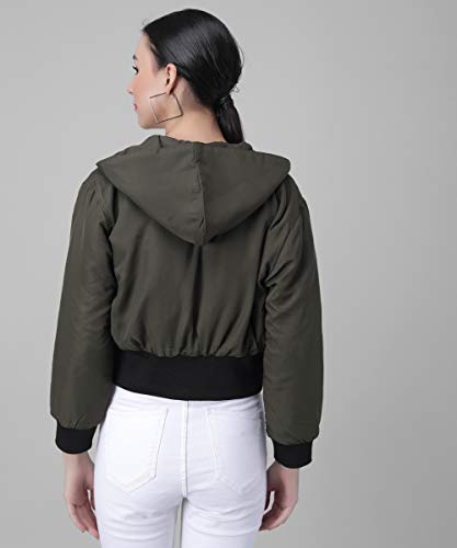 Funday Fashion Women's Blouson Jacket Dark Green S