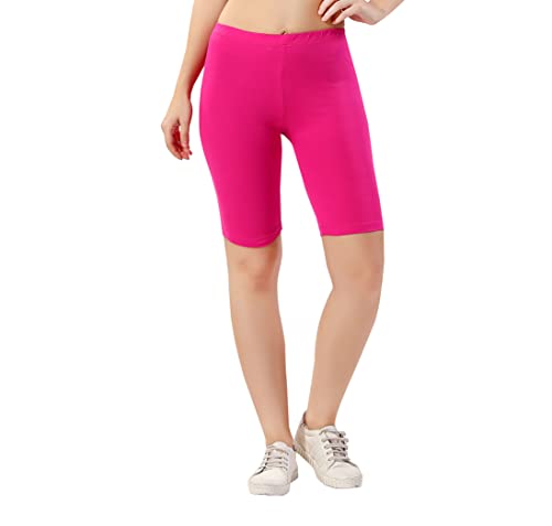 TRASA Women's Cotton Fashion Biker Workout Cycling Shorts, Pink - L