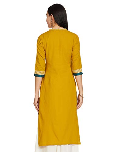 W for Woman Women's Cotton Kurta (18AUW17476-72536_Yellow_M (10))