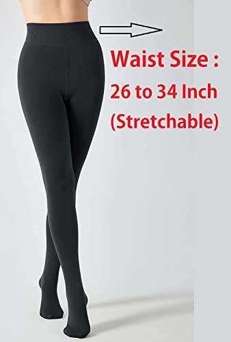 HSR Winter Warm Thermal Fleece Lined Thick Tights Women Slim Fit Leggings Pants Waist Size : 26 to 34 Inch Stretchable (Footed-Black)