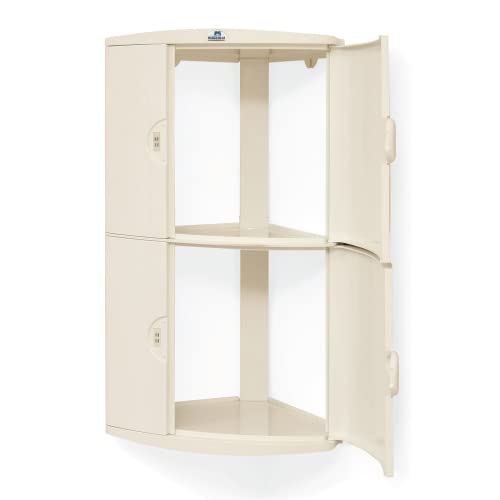 Nilkamal 2 Door Plastic Storage Corner Cabinet | Bathroom| Space & Clothes Organizer| Shelves | Living Room |Multipurpose for Home Kitchen & Office Use