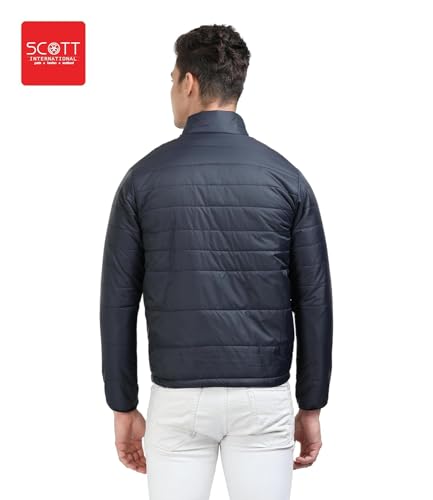 Scott International Men 's Quilted Puffer Jacket - Lightweight, Water Repellant, Elastic Cuffs, Zipped Pockets, Casual Winter Jacket - Stylish Outerwear for Men (SS23_TWRAP-JKT-BU_L, Black, L)