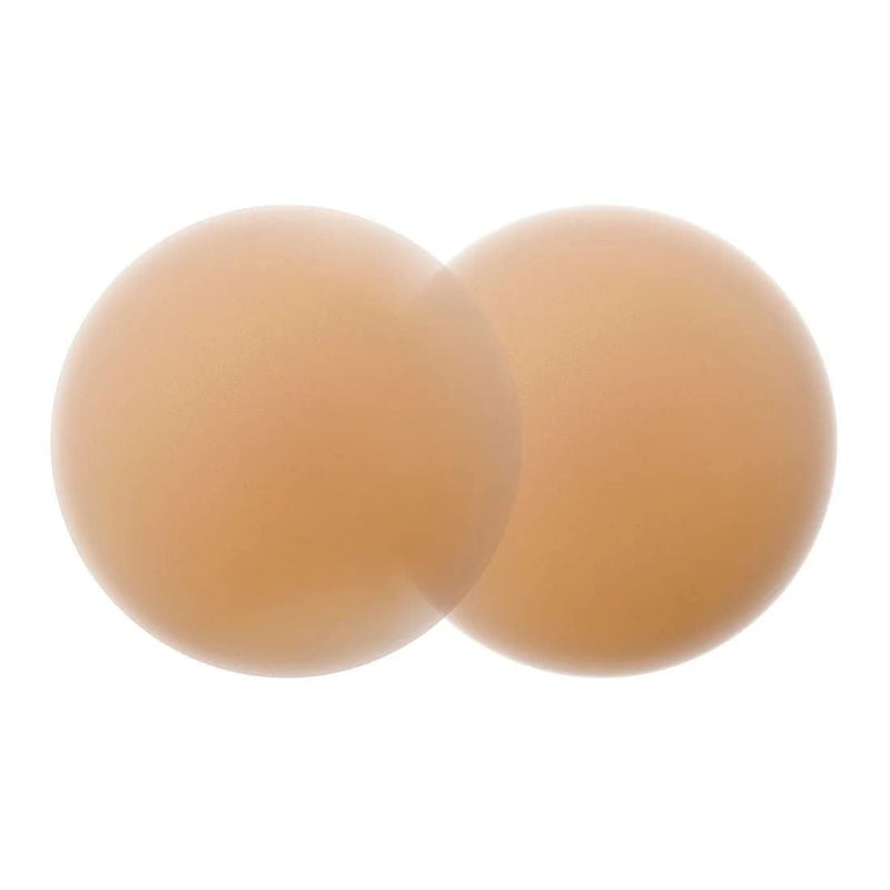 Bureaucrat Nipple Cover Silicone Pasties Reusable No Show Bra for Women (Skin Friendly self Adhesive Washable Breast Petals pad Covers Lingerie, Shoulder Less Backless Dresses) 2 Pair in Pouch Nude