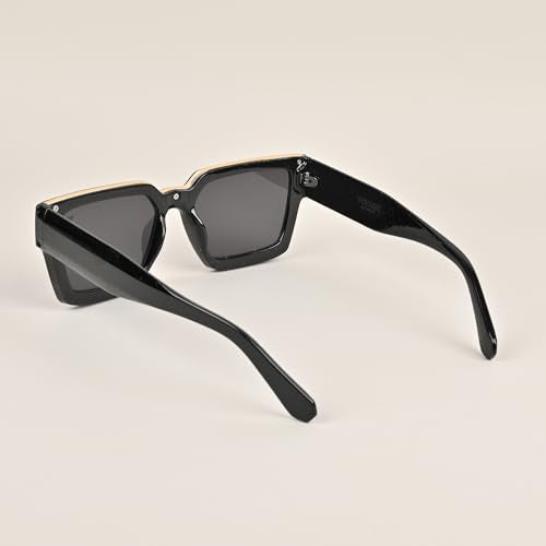 Voyage UV Protected Black Square Men & Women Sunglasses (952MG3669 |Black Lens | Black Frame)