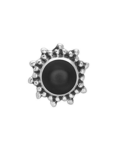 Abhooshan 92.5 Sterling Silver Stylish Tribal Boho Precious Stone Nose Pin with wire for Women and Girls.Gift for Bhabhi Mother Wife Sister (Black Onyx)