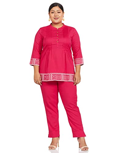 Amazon Brand - Myx Women's Cotton Regular Short Kurti (SS19STK1A_Pink_XL)