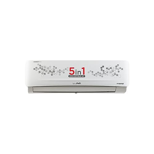 Lloyd 1.2 Ton 5 Star Inverter Split AC (5 in 1 Convertible, 100% Copper, Anti-Viral + PM 2.5 Filter, 2023 Model, White with Graphic Design, GLS15I5FWGEV)