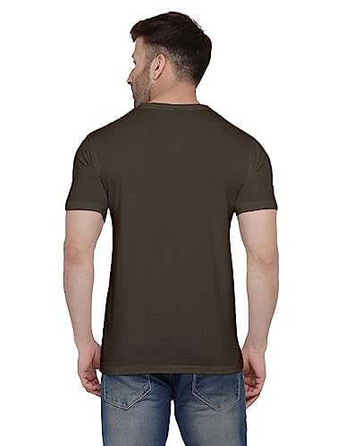 COTTON High Density Men's Cotton Striped Regular Fit V Neck Half Sleeve Casual T-Shirt for Daily use Olive