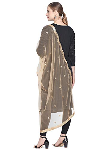 DUPATTA BAZAAR Woman's Embellished Gold Net Dupatta