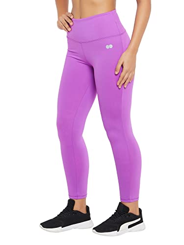 Clovia Women's Snug Fit Active High-Rise Ankle-Length Tights (AB0042P15_Purple_S)