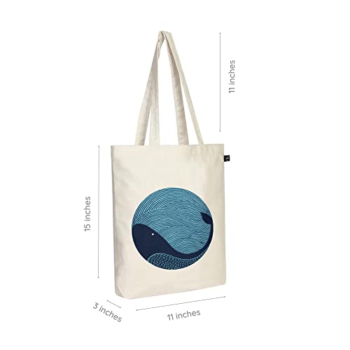 Eco Right Canvas Tote Bags for Women with Zip, College Bag for Girls, 100% Organic Cotton Tote Bag for Shopping, Travel & Beach