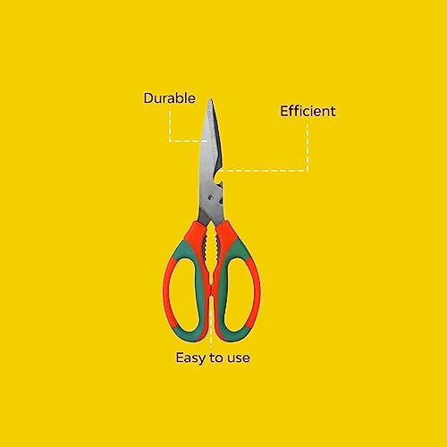 Kraft Seeds by 10CLUB Gardening and Household Scissors - 1 PC (Stainless-steel) | Ergonomic Handle | Comfort Grip | Durable Blades | Multipurpose Kitchen, Fabric, Crafts and Garden Scissors