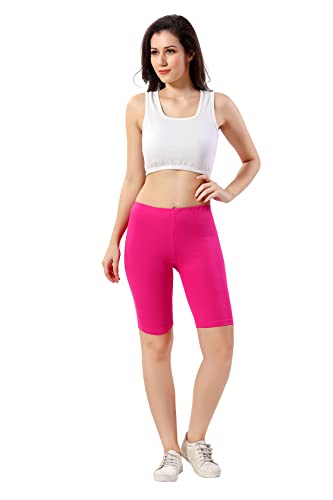 TRASA Women's Cotton Fashion Biker Workout Cycling Shorts, Pink - L