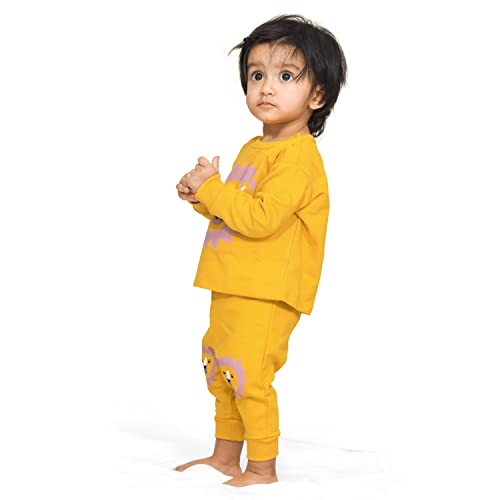 Real Basics Cotton Fleece Clothing Sets for Boys & girls - Unisex Winter Clothing sets Full Sleeve T-shirt & Pant -Size(18-24 Months) -Style(Mustard Lion)