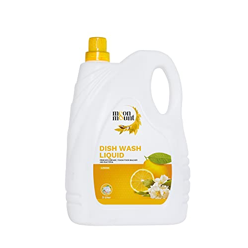 Moon & Mount Dishwash Liquid Gel Lemon Can Jar, with Lemon Fragrance, Grease Cleaner For All Utensils, Dishwashing Liquid 5 Liter, Lemon