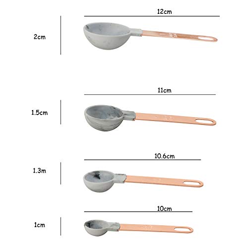 iBELL MCP08E Measuring Cups and Spoons with Copper Handle, for Cooking & Baking Cakes, Kitchen Cup and Spoon Set (8 Pieces)