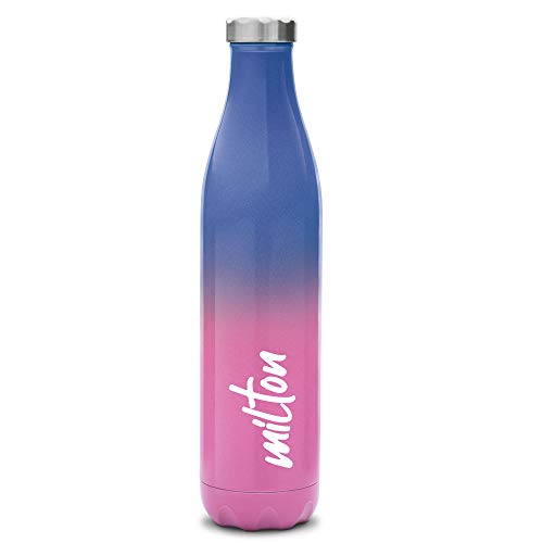 Milton Prudent 1100 Thermosteel 24 Hours Hot and Cold Water Bottle, 1023 ml, Pink Blue | Leak Proof | Easy to Carry | Office Bottle | Hiking | Trekking | Travel Bottle | Gym | Home | Kitchen Bottle