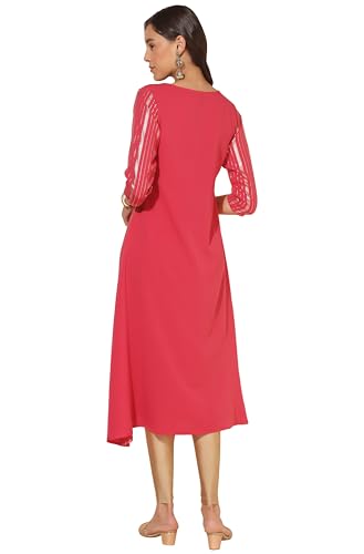 Janasya Women's Dark Pink Crepe Foil Printed A-Line Kurta(JNE4285-KR-XXL)