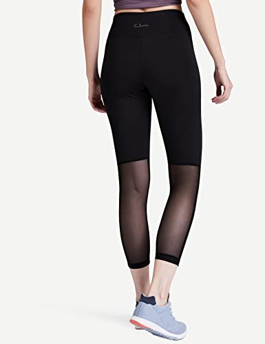 Clovia Women's Slim Fit Polyester Activewear Ankle Length Tights (AB0047P13_Black_M)