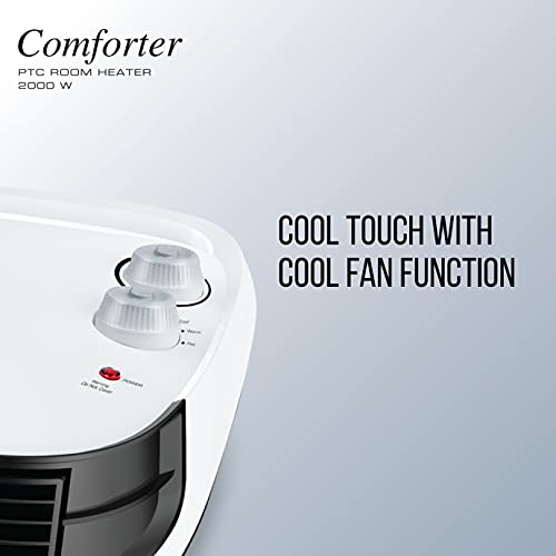 Havells Comforter Room Heater 2000 Watt with Overheat Protection, Adjustable Thermostat Control Knob &Adjustable Vent for Air Delivery (White and Black)