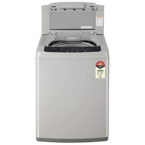 LG 8 Kg 5 Star Inverter TurboDrum Fully Automatic Top Loading Washing Machine (T80SKSF1Z, Waterfall Circulation, Digital Display, Middle Free Silver)