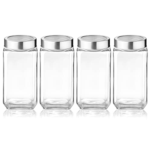 Treo By Milton Cube Storage Glass Jar, Set of 4, 1000 ml Each, Transparent | BPA Free | Storage Jar | Kitchen Organizer | Modular | Multipurpose Jar