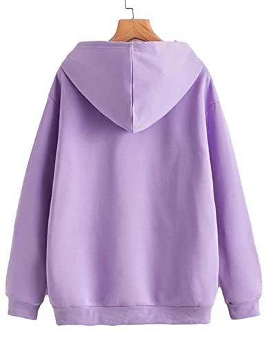 JUNEBERRY® Women Sweatshirt with Hoodies, Fleece Material Full Sleeves Jumper Women Winter Wear, Hooded Neck Regular Fit Long Sleeve Womens Sweatshirt, Winter Wear for Women Purple