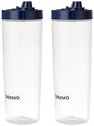 Amazon Brand - Solimo Plastic Oil Dispenser, Set Of 2 (1 L Each), Dark Blue, 1 liter