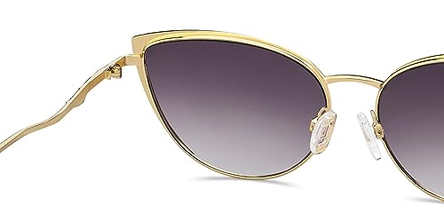 Vincent Chase By Lenskart | Gold Pink Full Rim Cat Eye | Fashion Essentials | Branded Latest and Stylish Sunglasses | 100% UV Protected | Women | Large | VC S15802