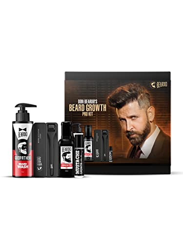 BEARDO Don's Beard Growth Pro Kit for Men | Complete Beard Growth & Grooming Kit | Ideal Gift Set for Men | Gift for Brother | Beard Care Starter Kit