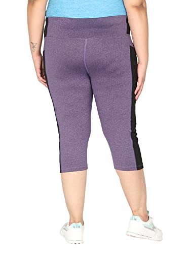 CHKOKKO Women Plus Size Yoga Gym Sport Workout Capri Self Purple XXL