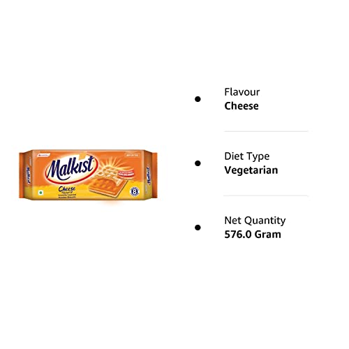 Malkist Cheese Flavoured Cracker Biscuits - 144g (Jumbo Pack)- Pack of 4