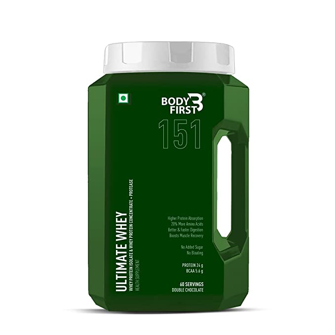 Body First Ultimate Whey - Blend Of Whey Protein Isolate & Concentrate With Digestive Enzymes, 24g Protein, 5.6g Bcaa, 32 Servings