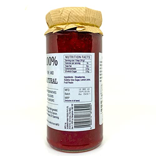 Orchard Lane Low Sugar Strawberry Jam - 80% Strawberries- No preservatives or colours- 280 grams, Bottle